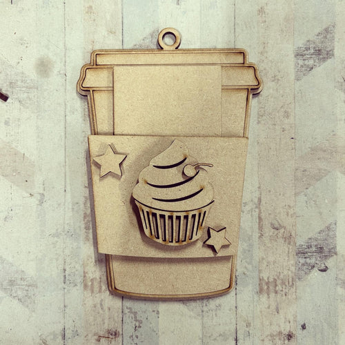 OL4130 - MDF Gift Card Holder - Coffee / Drink Cup - Birthday / Cupcake - Olifantjie - Wooden - MDF - Lasercut - Blank - Craft - Kit - Mixed Media - UK
