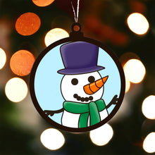 OL3426 - MDF Doodle Christmas Hanging - Snowman 2 with or without banner - Olifantjie - Wooden - MDF - Lasercut - Blank - Craft - Kit - Mixed Media - UK