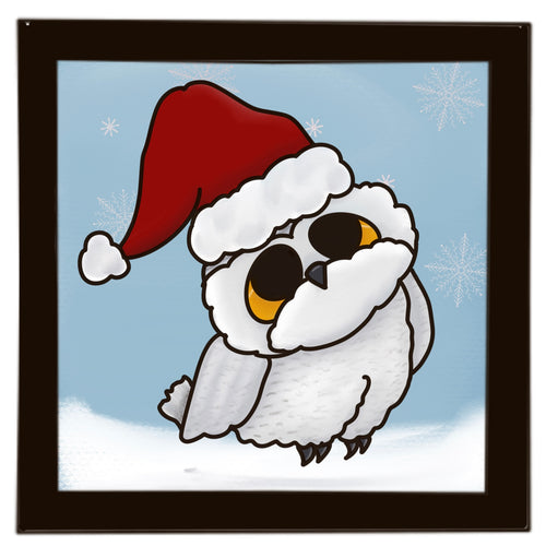 OL4044 - MDF Ladder Insert Tile - Christmas Snow Owl doodle - Olifantjie - Wooden - MDF - Lasercut - Blank - Craft - Kit - Mixed Media - UK