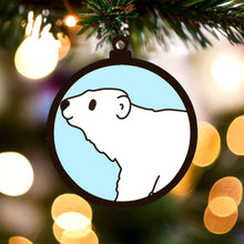 OL4184 - MDF Doodle Christmas Hanging - Polar Bear   - with or without banner - Olifantjie - Wooden - MDF - Lasercut - Blank - Craft - Kit - Mixed Media - UK