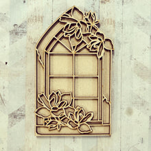 OL3206 - MDF Floral Window Arch Doodle Kit - Olifantjie - Wooden - MDF - Lasercut - Blank - Craft - Kit - Mixed Media - UK