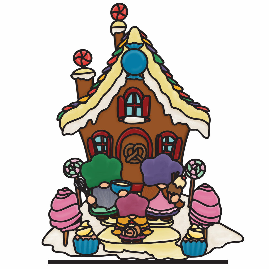 OL3555 - MDF  Doodle Christmas  - Gnome Gingerbread Bakery House Layered Freestanding Kit - Olifantjie - Wooden - MDF - Lasercut - Blank - Craft - Kit - Mixed Media - UK