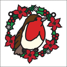 OL4164 - MDF Christmas Robin 1 doodle Holly Bauble - Olifantjie - Wooden - MDF - Lasercut - Blank - Craft - Kit - Mixed Media - UK