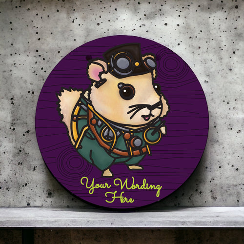 OL3230 - MDF Doodle Steampunk Hamster Personalised Plaque - Olifantjie - Wooden - MDF - Lasercut - Blank - Craft - Kit - Mixed Media - UK