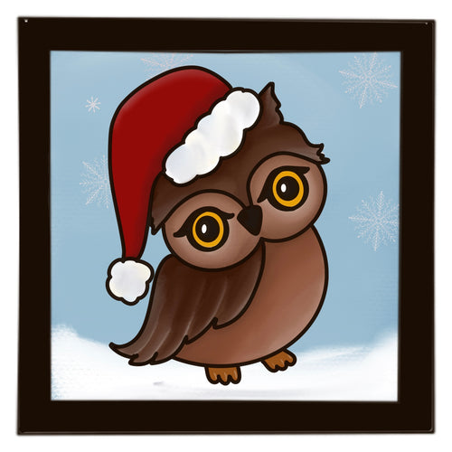OL4041 - MDF Ladder Insert Tile - Christmas Owl doodle - Olifantjie - Wooden - MDF - Lasercut - Blank - Craft - Kit - Mixed Media - UK