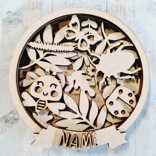OL3215 - MDF Layered Doodle Woodland Critters Plaque Personalised - Olifantjie - Wooden - MDF - Lasercut - Blank - Craft - Kit - Mixed Media - UK
