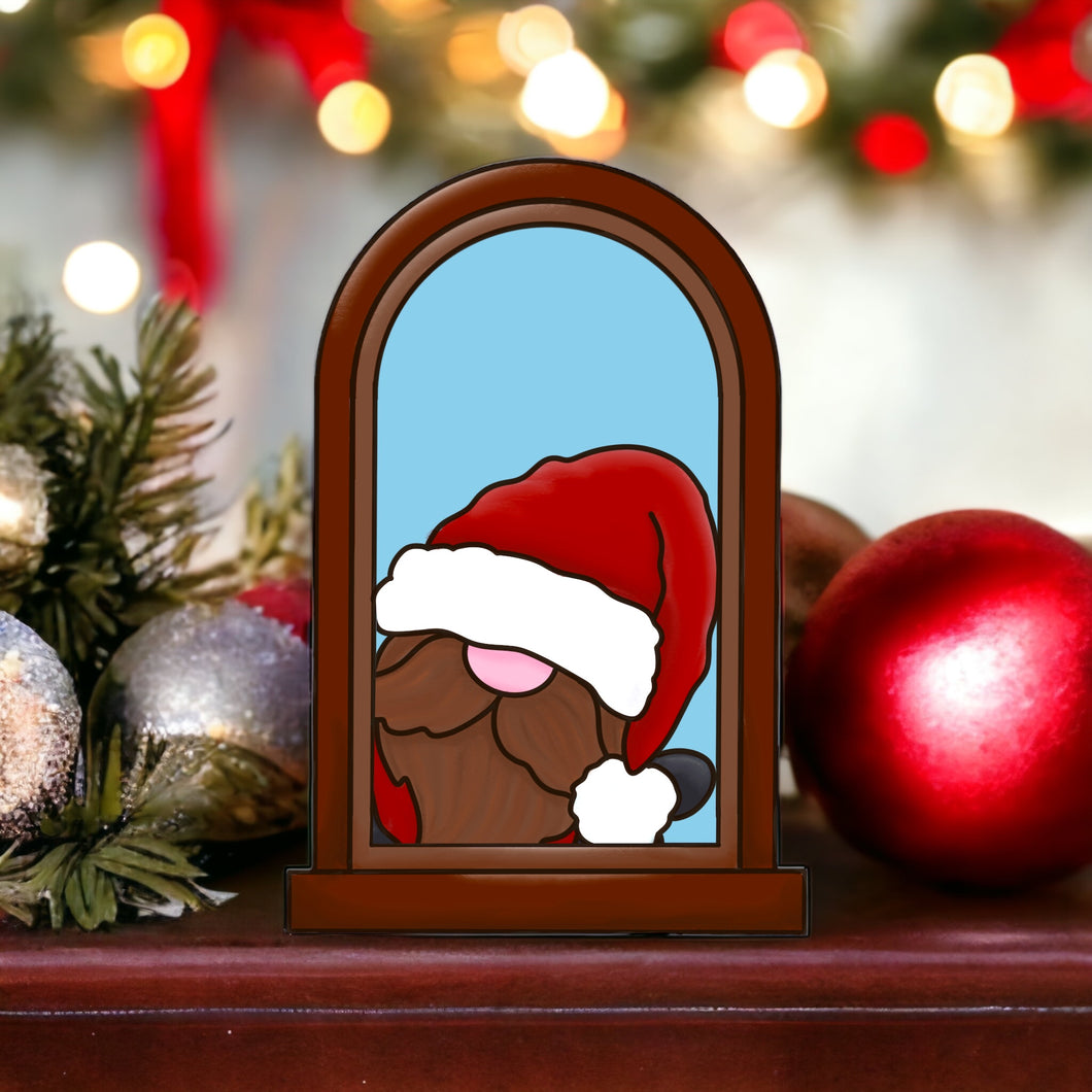 OL3450 - MDF Male Gnome Christmas Window  Doodle Kit - Olifantjie - Wooden - MDF - Lasercut - Blank - Craft - Kit - Mixed Media - UK