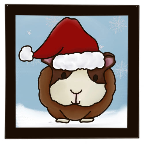 OL4047   - MDF Ladder Insert Tile - Christmas Guinea pig 2  Tile doodle - Olifantjie - Wooden - MDF - Lasercut - Blank - Craft - Kit - Mixed Media - UK