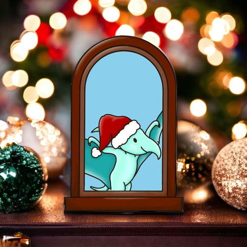 OL4197 - MDF Dinosaur 4 Christmas Window  Doodle Kit - Olifantjie - Wooden - MDF - Lasercut - Blank - Craft - Kit - Mixed Media - UK