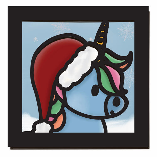 OL4095 - MDF Ladder Insert Tile - Christmas Unicorn 2 Tile doodle - Olifantjie - Wooden - MDF - Lasercut - Blank - Craft - Kit - Mixed Media - UK