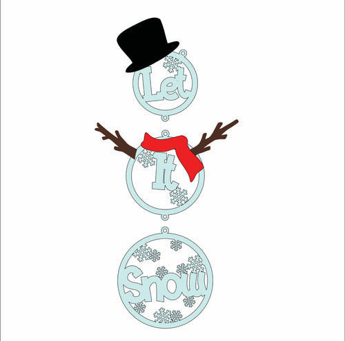 OL4107 - MDF Christmas Hanging ‘Let it Snow’ Snowman - Olifantjie - Wooden - MDF - Lasercut - Blank - Craft - Kit - Mixed Media - UK