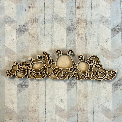 OL3020 - MDF Doodle Horizontal Bugs and Insects - Olifantjie - Wooden - MDF - Lasercut - Blank - Craft - Kit - Mixed Media - UK