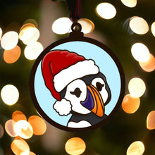 OL4183 - MDF Doodle Christmas Hanging - Puffin  - with or without banner - Olifantjie - Wooden - MDF - Lasercut - Blank - Craft - Kit - Mixed Media - UK