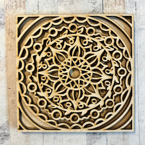 OL3305    - MDF Ladder Insert Tile - Doodle Mandala 1 - Olifantjie - Wooden - MDF - Lasercut - Blank - Craft - Kit - Mixed Media - UK