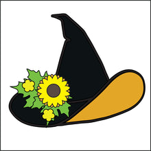 OL3441 - MDF 8.5cm mini witches hat  optional hanging  Kit - Sunflowers - Olifantjie - Wooden - MDF - Lasercut - Blank - Craft - Kit - Mixed Media - UK