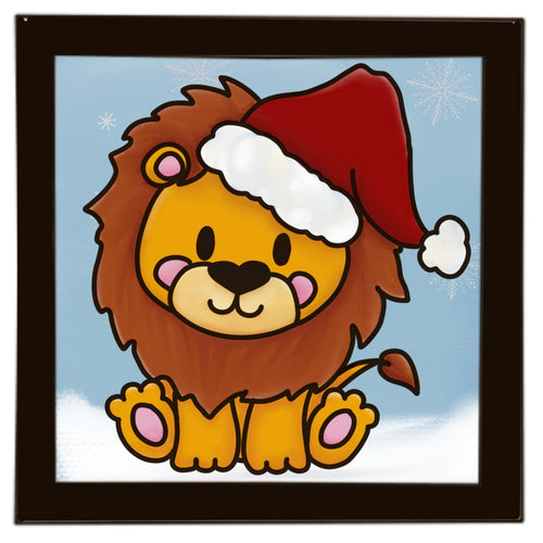 OL4048   - MDF Ladder Insert Tile - Christmas Lion Tile doodle - Olifantjie - Wooden - MDF - Lasercut - Blank - Craft - Kit - Mixed Media - UK