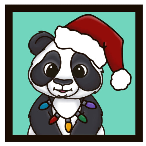 OL3528 - MDF Ladder Insert Tile - Christmas Cute Panda Tile doodle - Olifantjie - Wooden - MDF - Lasercut - Blank - Craft - Kit - Mixed Media - UK