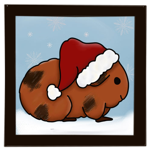 OL4046  - MDF Ladder Insert Tile - Christmas Guinea pig 1  Tile doodle - Olifantjie - Wooden - MDF - Lasercut - Blank - Craft - Kit - Mixed Media - UK