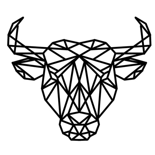 OL4070 - Geometric shape (optional backing) - Cow head - Olifantjie - Wooden - MDF - Lasercut - Blank - Craft - Kit - Mixed Media - UK