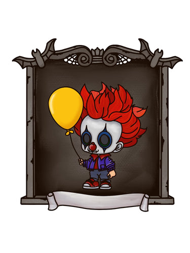 OL3259 - MDF - Creepy Clown - Creepy Halloween Frame Optional Hanging Doodle Kit - Olifantjie - Wooden - MDF - Lasercut - Blank - Craft - Kit - Mixed Media - UK