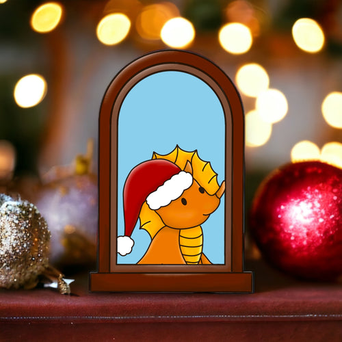 OL4195 - MDF Dinosaur 3 Christmas Window  Doodle Kit - Olifantjie - Wooden - MDF - Lasercut - Blank - Craft - Kit - Mixed Media - UK