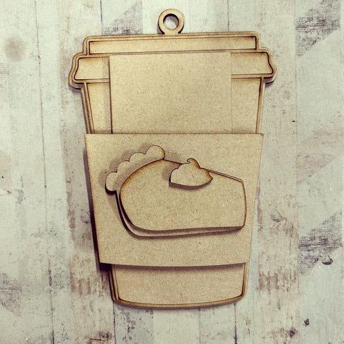 OL4131 - MDF Gift Card Holder - Coffee / Drink Cup - Pie Slice - Olifantjie - Wooden - MDF - Lasercut - Blank - Craft - Kit - Mixed Media - UK