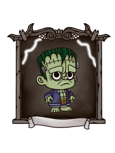 OL3261 - MDF - Frankenstein - Creepy Halloween Frame Optional Hanging Doodle Kit - Olifantjie - Wooden - MDF - Lasercut - Blank - Craft - Kit - Mixed Media - UK