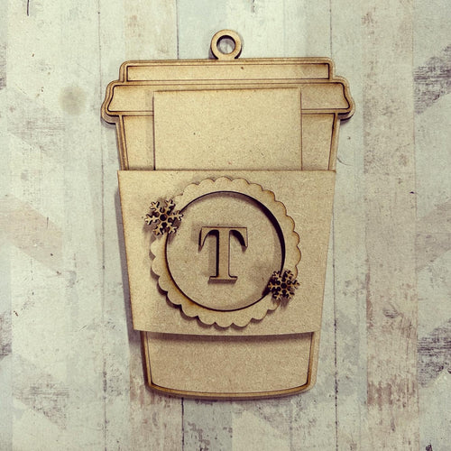 OL4134 - MDF Gift Card Holder - Coffee / Drink Cup - Initial - Olifantjie - Wooden - MDF - Lasercut - Blank - Craft - Kit - Mixed Media - UK