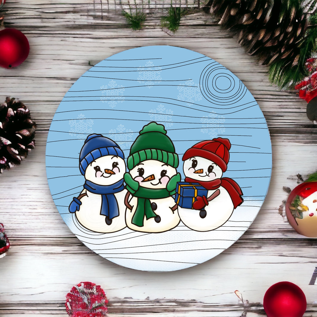 OL3390 - MDF Christmas Doodles Circle - Snowmen - Your wording - Olifantjie - Wooden - MDF - Lasercut - Blank - Craft - Kit - Mixed Media - UK