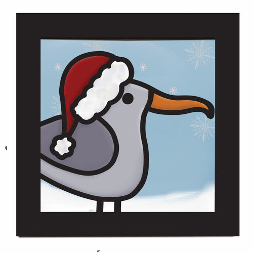 OL4097 - MDF Ladder Insert Tile - Christmas Seagull Tile doodle - Olifantjie - Wooden - MDF - Lasercut - Blank - Craft - Kit - Mixed Media - UK