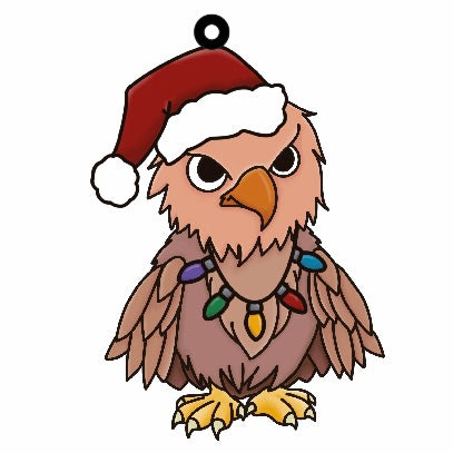 OL3538 - MDF Doodle Cute Christmas Hanging - Eagle - with or without banner - Olifantjie - Wooden - MDF - Lasercut - Blank - Craft - Kit - Mixed Media - UK
