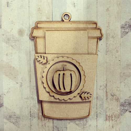 OL4126 - MDF Gift Card Holder - Coffee / Drink Cup - Pumpkin - Olifantjie - Wooden - MDF - Lasercut - Blank - Craft - Kit - Mixed Media - UK