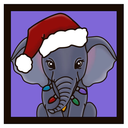 OL3531 - MDF Ladder Insert Tile - Christmas Cute Elephant Tile doodle - Olifantjie - Wooden - MDF - Lasercut - Blank - Craft - Kit - Mixed Media - UK