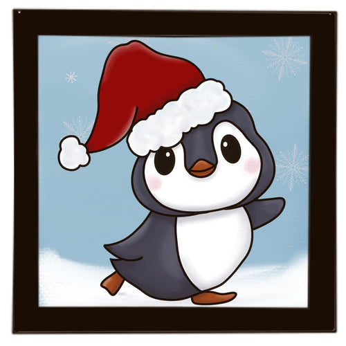OL3501 - MDF Ladder Insert Tile - Penguin Hat Christmas doodle - Olifantjie - Wooden - MDF - Lasercut - Blank - Craft - Kit - Mixed Media - UK