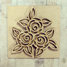 OL3158 - MDF Ladder Insert Tile -  Doodle Roses - Olifantjie - Wooden - MDF - Lasercut - Blank - Craft - Kit - Mixed Media - UK