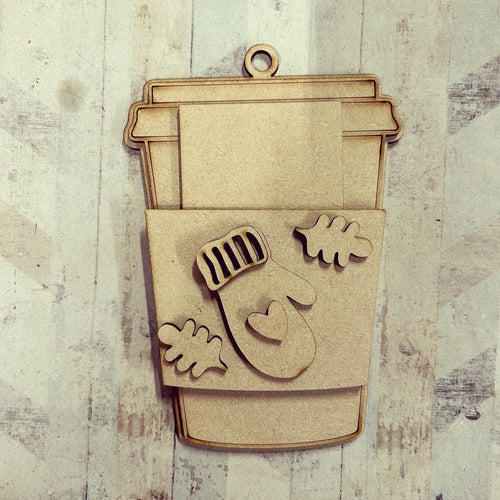 OL4132 - MDF Gift Card Holder - Coffee / Drink Cup - Autumn Glove - Olifantjie - Wooden - MDF - Lasercut - Blank - Craft - Kit - Mixed Media - UK