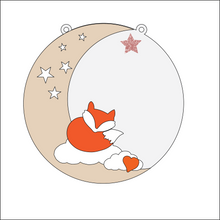 OL4354 - MDF Moon Circle - Freestanding or Hanging/no holes - Acrylic white, or clear or MDF Circle - Fox - Olifantjie - Wooden - MDF - Lasercut - Blank - Craft - Kit - Mixed Media - UK