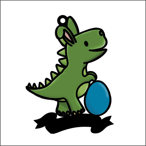 OL5929 - MDF Doodle Easter Dinosaur Hanging Bauble - style 5