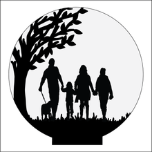 OL4942 - MDF Silhouette People Family - 4 or more People Themed Circle - Freestanding or Hanging/no holes - Acrylic white, or clear or MDF Circle - Olifantjie - Wooden - MDF - Lasercut - Blank - Craft - Kit - Mixed Media - UK