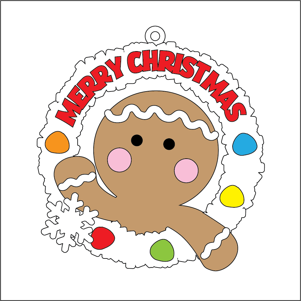 OL5420 - MDF 2 Sizes Christmas  Hanging Bauble - Wreath - Gingerbread Sweets - Olifantjie - Wooden - MDF - Lasercut - Blank - Craft - Kit - Mixed Media - UK