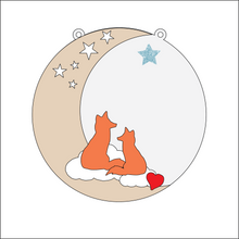 OL4355 - MDF Moon Circle - Freestanding or Hanging/no holes - Acrylic white, or clear or MDF Circle - Foxes - Olifantjie - Wooden - MDF - Lasercut - Blank - Craft - Kit - Mixed Media - UK