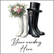 UV339  - UVDTF - DECAL ONLY - Personalised Wedding Wellington Boots Wellies - Olifantjie - Wooden - MDF - Lasercut - Blank - Craft - Kit - Mixed Media - UK