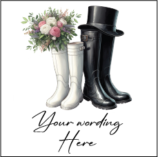 UV339  - UVDTF - DECAL ONLY - Personalised Wedding Wellington Boots Wellies - Olifantjie - Wooden - MDF - Lasercut - Blank - Craft - Kit - Mixed Media - UK