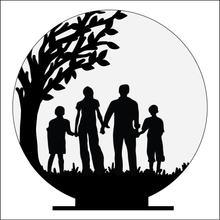 OL4942 - MDF Silhouette People Family - 4 or more People Themed Circle - Freestanding or Hanging/no holes - Acrylic white, or clear or MDF Circle - Olifantjie - Wooden - MDF - Lasercut - Blank - Craft - Kit - Mixed Media - UK