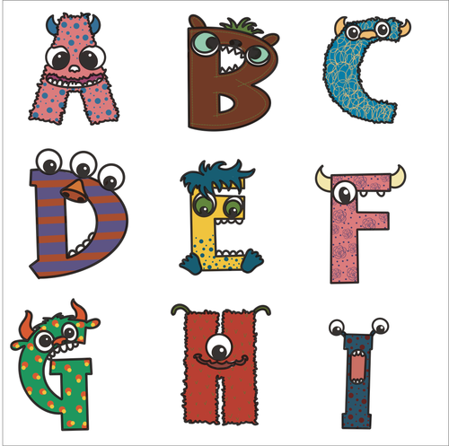 OL6086 - Wall Plaques upto 60cm (optional backing + hanging) - Monster Letters - select one - Olifantjie - Wooden - MDF - Lasercut - Blank - Craft - Kit - Mixed Media - UK