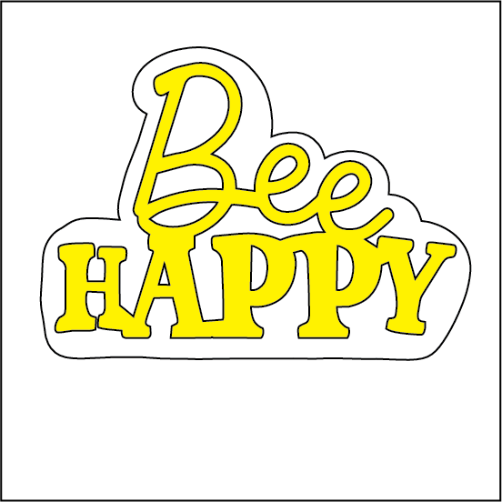 NO295 - MDF Magnet Size 'Bee Happy' - Olifantjie - Wooden - MDF - Lasercut - Blank - Craft - Kit - Mixed Media - UK