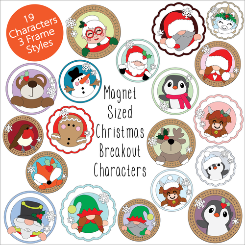 OL6107 MDF Breakout Character Magnet Size - Choice of 19 Characters - 3 Frame Styles - Olifantjie - Wooden - MDF - Lasercut - Blank - Craft - Kit - Mixed Media - UK