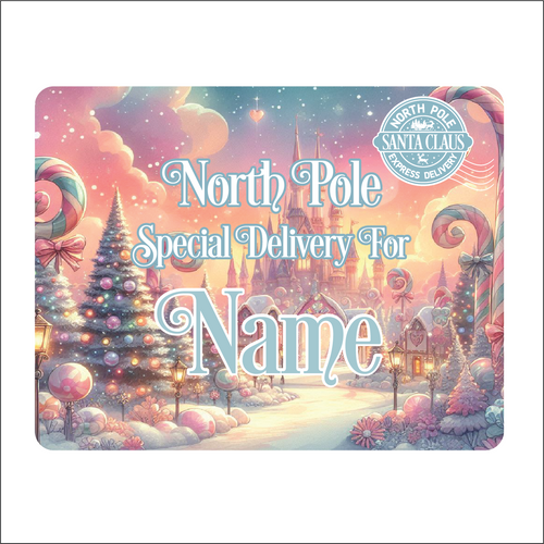 UV820 - UVDTF - DECAL ONLY - Personalised Northpole Christmas Eve Box Upto 4 names - Winter Candy Wonderland Blue - Olifantjie - Wooden - MDF - Lasercut - Blank - Craft - Kit - Mixed Media - UK