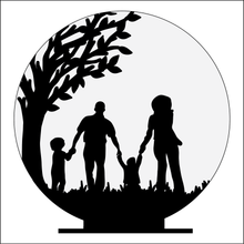 OL4942 - MDF Silhouette People Family - 4 or more People Themed Circle - Freestanding or Hanging/no holes - Acrylic white, or clear or MDF Circle - Olifantjie - Wooden - MDF - Lasercut - Blank - Craft - Kit - Mixed Media - UK