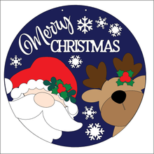 NO771 - MDF Round Merry Christmas Santa Rudolph Reindeer Hanging Plaque - Olifantjie - Wooden - MDF - Lasercut - Blank - Craft - Kit - Mixed Media - UK
